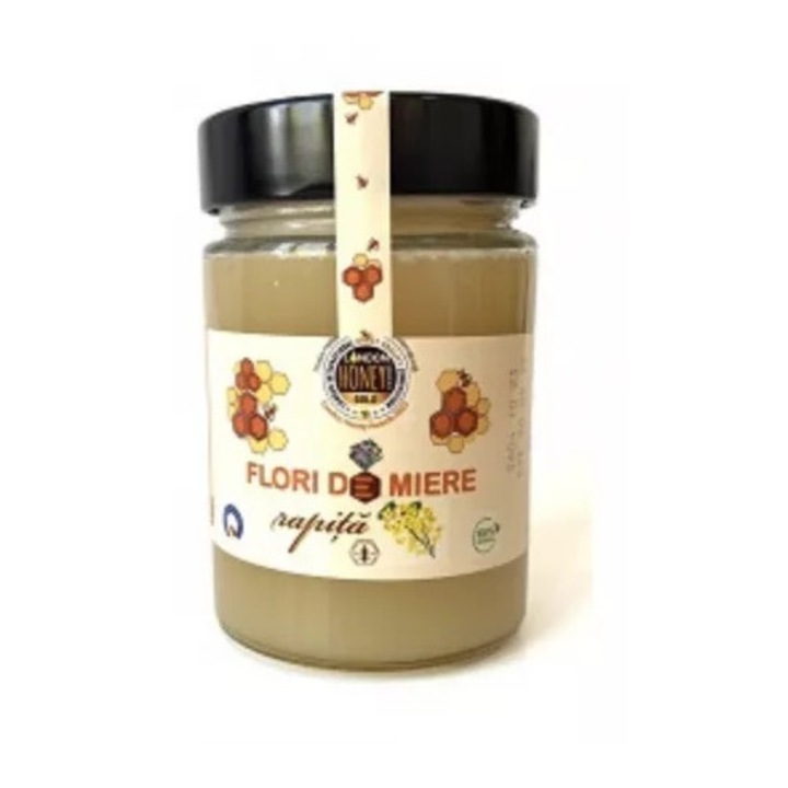 Miere de Rapiță, Institutul Apicol, 450g, 100% naturală, textura fină