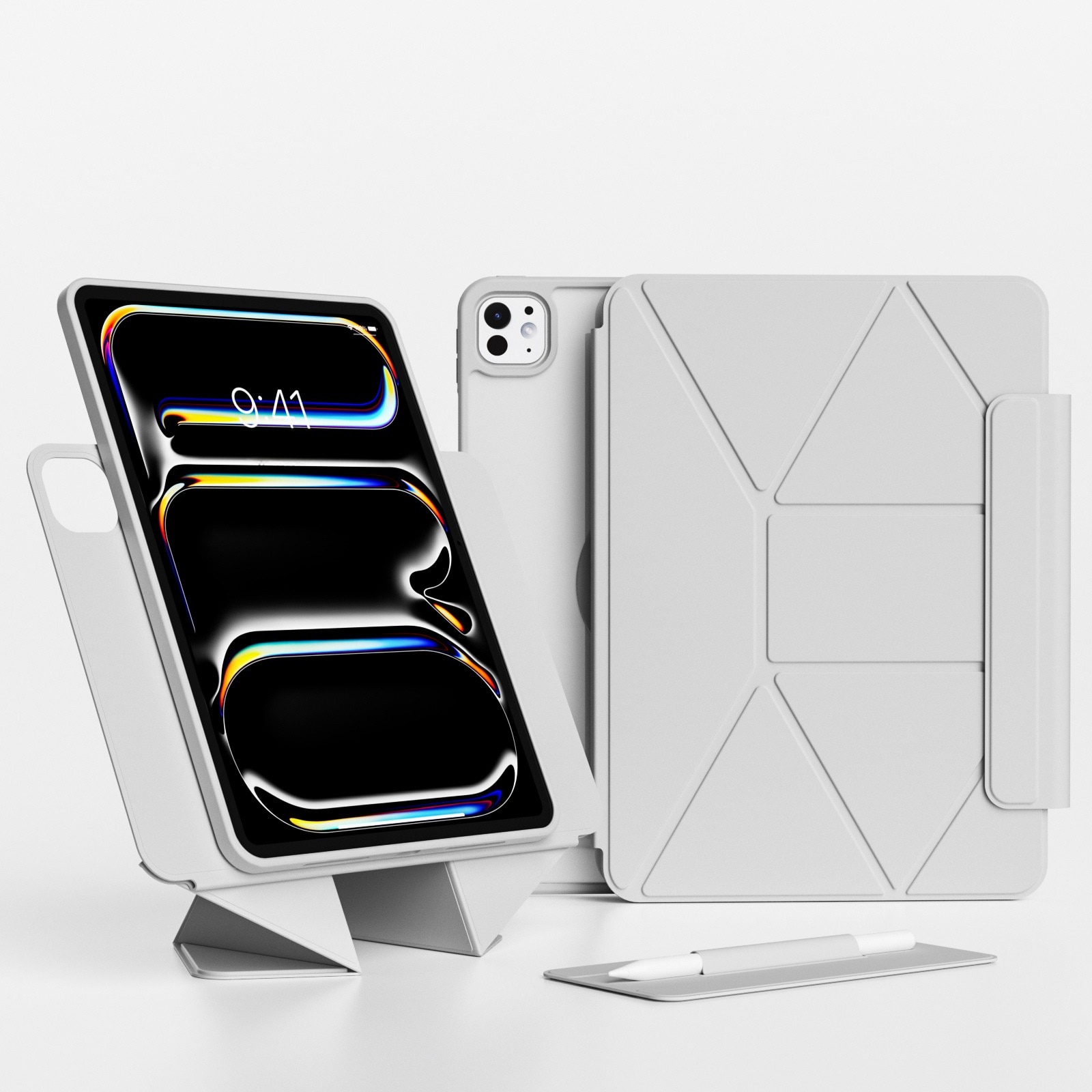 Husa de protectie Gelle pentru iPad 11 (A16) "11" 2025, iPad 10th Generation, 10.9 inch (2022), cu suport pentru stilou, husa inteligenta cu suport pliabil in 3 moduri, magnetica, ultra-subtire din piele, functie auto-wake, gri
