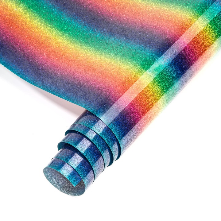 Folie cu sclipici rainbow, dimensiune 150x25 cm