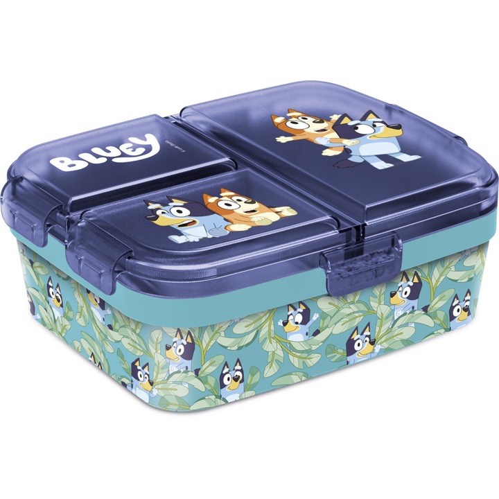 Bluey Leaves több rekeszes uzsonnás doboz, szendvicsdoboz XL