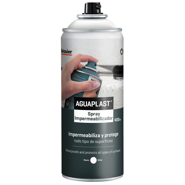 Spray HIDROFOB impermeabilizant universal alb premium pentru terase, balcoane, acoperisuri, lemn, PVC si metal, uscare rapida - Aguaplast Spray Impermeabilizador 400 ml