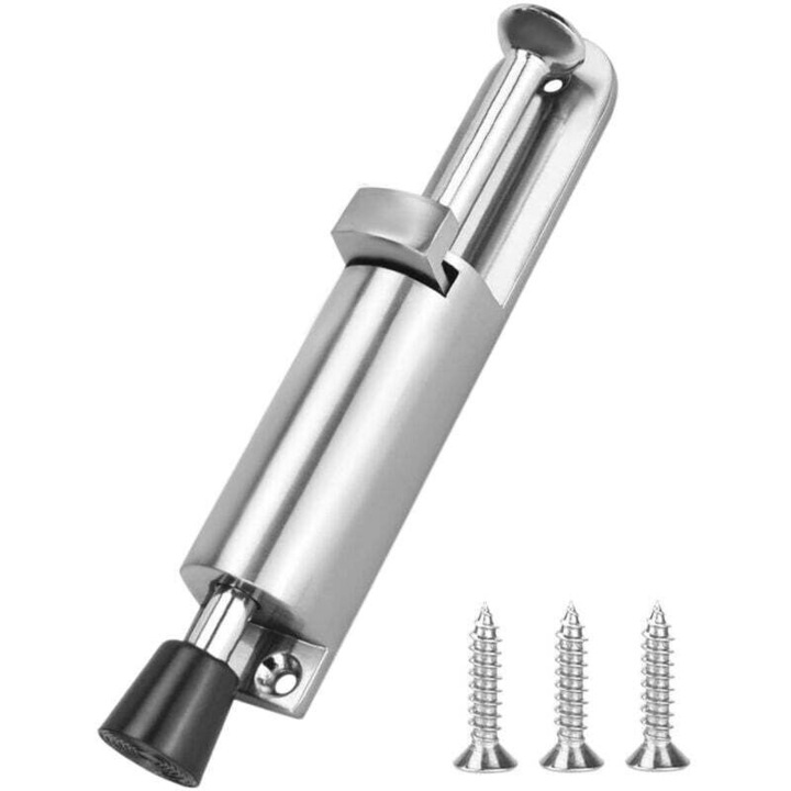 Stop usa cu pedala, zinc, rezistent la uzura, cu protectie din cauciuc, set de montaj