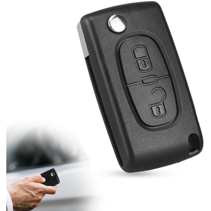 CE0523 kompatibilis kulcsház Peugeot 207, 307, 308, 407 és Citroen C2, C3, C4, C5, C6 modellekhez, 2 gombos