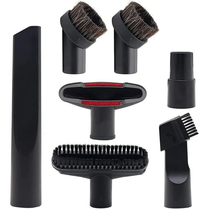 Set accesorii universale pentru aspirator, 7 piese, 32-35 mm, plastic robust, compatibil cu majoritatea brandurilor