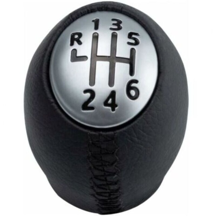 Manere schimbator de viteze 6 trepte, negru si argintiu, PVC, 6 cm, set pentru Vauxhall, Opel, Nissan