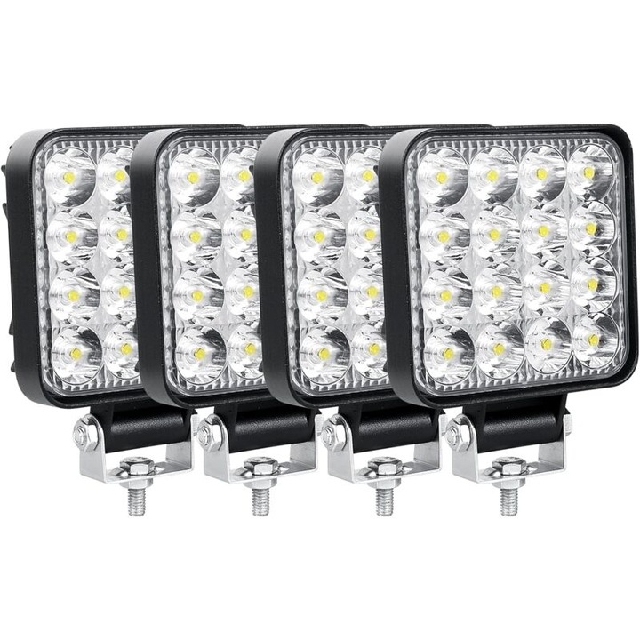 Set de 4 Proiectoare LED 48W 3.4'' 6000K Waterproof IP67 pentru 4x4, Camion, Tractor, SUV, Barca