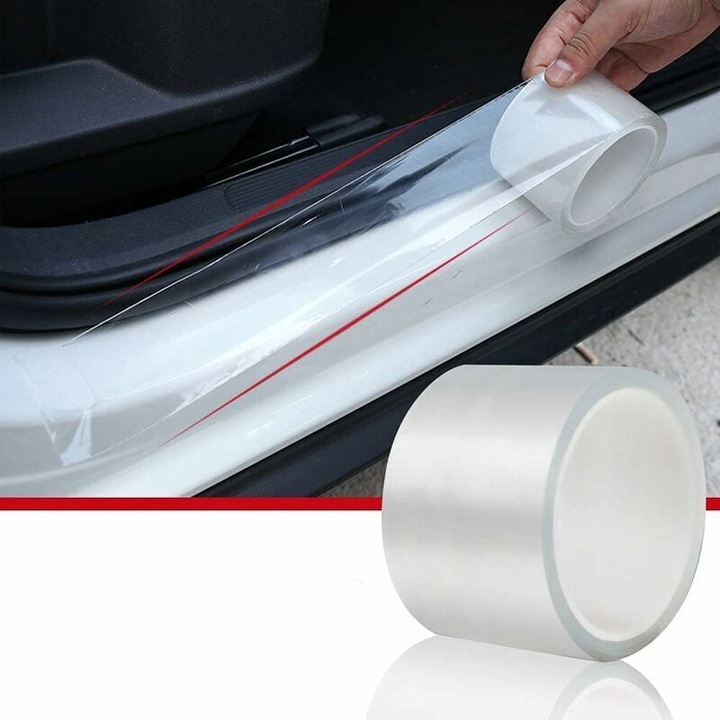 Folie protectoare auto, 5x10 cm, transparenta, autoadeziva, protectie vopsea, protectie margini usi