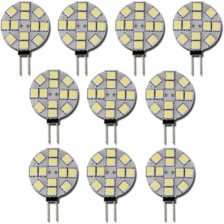 Комплект 10 LED крушки G4 12V 2W студено бяло 6000K 120lm нерегулируеми
