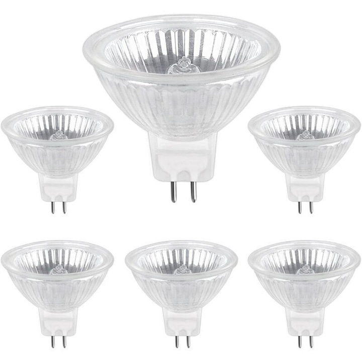 Bec halogén MR16 20W 12V, 2700K melegfehér, dimmelhető, 6 db-os készlet, 50x44mm