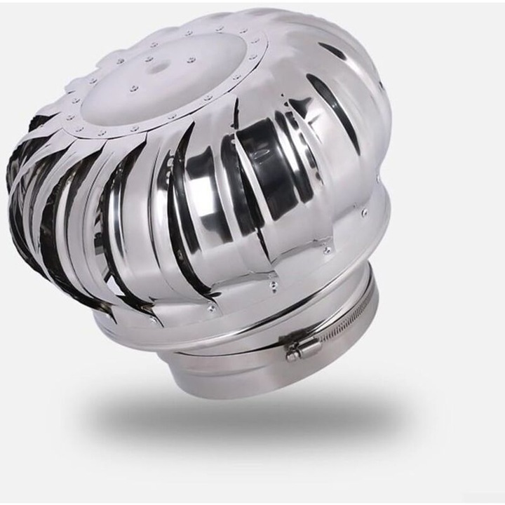Cos de fum rotativ din otel inoxidabil, O 160 mm, protectie impotriva ploii si curentilor de aer, instalare usoara
