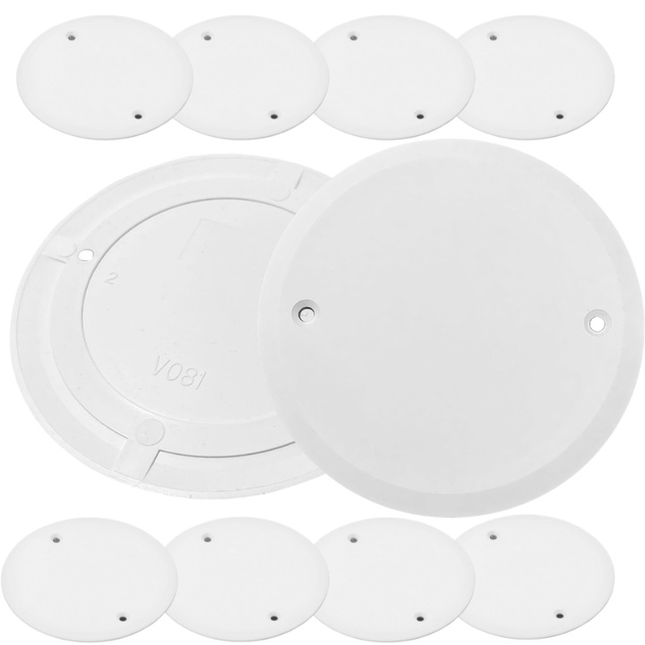 Capac Ø81mm SET 10 Bucati, Pentru Doze Rotunde PK60, Distanta Intre Suruburi 60mm, Alb