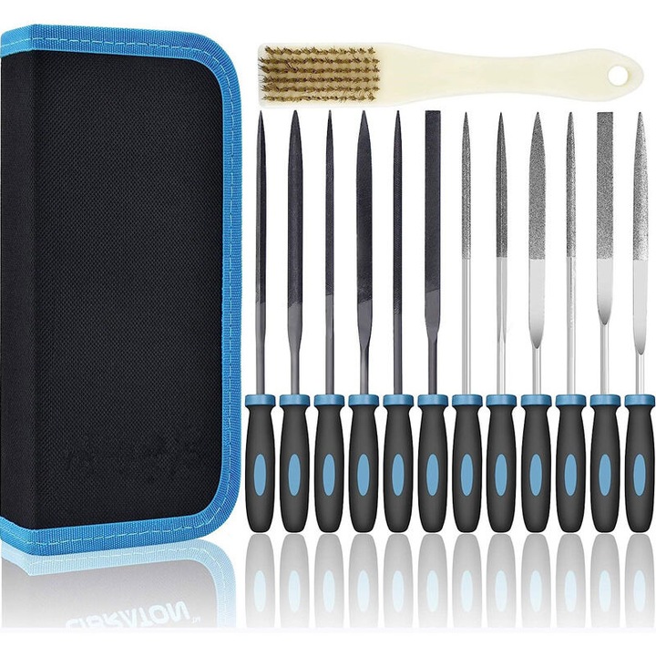 Set pile cu diamant 13 piese, pile pentru metal, lemn si plastic, cutie de depozitare