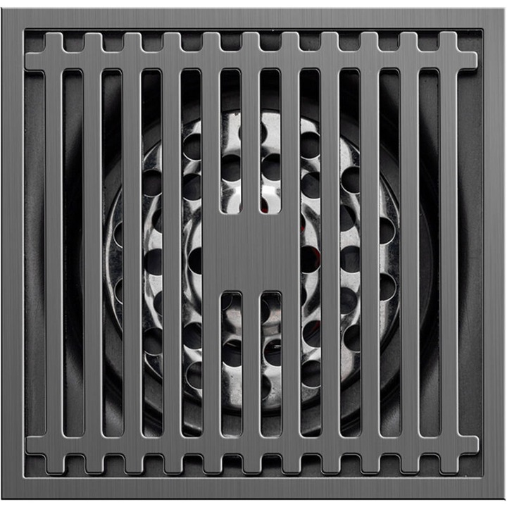 Sistem de scurgere podea, inox, 10x10cm, grosime 2.5mm, gri bronz, 6cm adancime