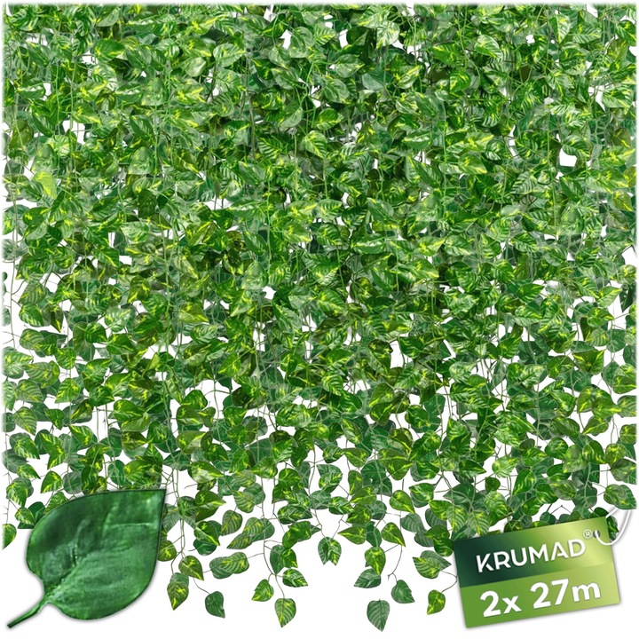 Set 24 Ghirlande Decorative Iedera Artificiala pentru Perete si Balcon, 27.5m Lungime, Frunze Verzi Imitatie, Ideala pentru Decor Interior si Exterior, Gradina, Terasa, Usor de Montat