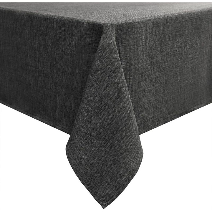 Téglalap alakú asztalterítő 140x180cm, vízálló, sötétszürke, poliészter, beltéri és kültéri használatra