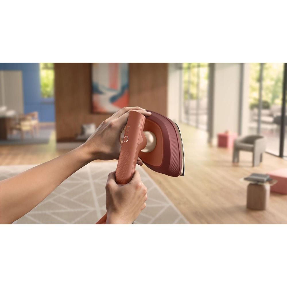 Fier de calcat Philips GC213/50, Talpa SteamGlide Plus, 1800 W, Debit de abur 45 g/min, Jet de abur 90 g/min, Mod ECO, Rezervor 0.2 l Maro