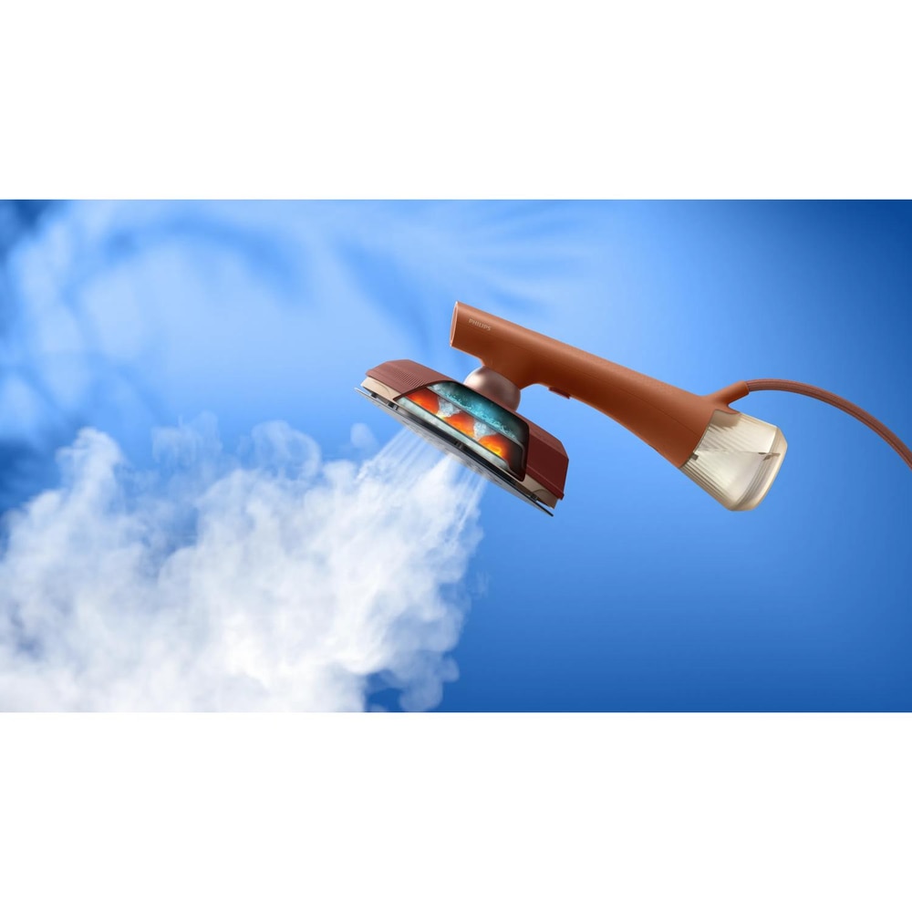 Fier de calcat Philips GC213/50, Talpa SteamGlide Plus, 1800 W, Debit de abur 45 g/min, Jet de abur 90 g/min, Mod ECO, Rezervor 0.2 l Maro