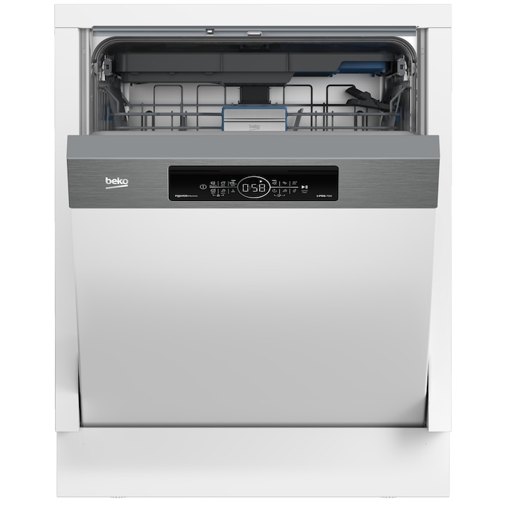 Masina de spalat vase semiincorporabila Beko BDSN36561XP, 60 cm