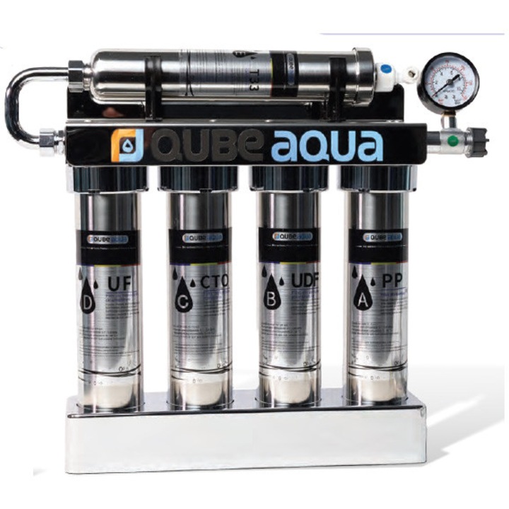 Set filtre inox Qube Aqua WAT 1454, in 5 etape, baterie inclusa