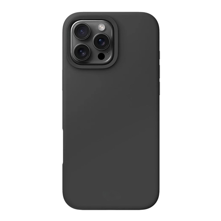 Husa de Protectie Telefon, Flippy, Compatibila cu iPhone 16 Pro, Silicon Premium Antisoc, Anti-Zgirieturi, MagSafe, Acces Camera Control, Protectie 360, Interior Microfibra, Negru