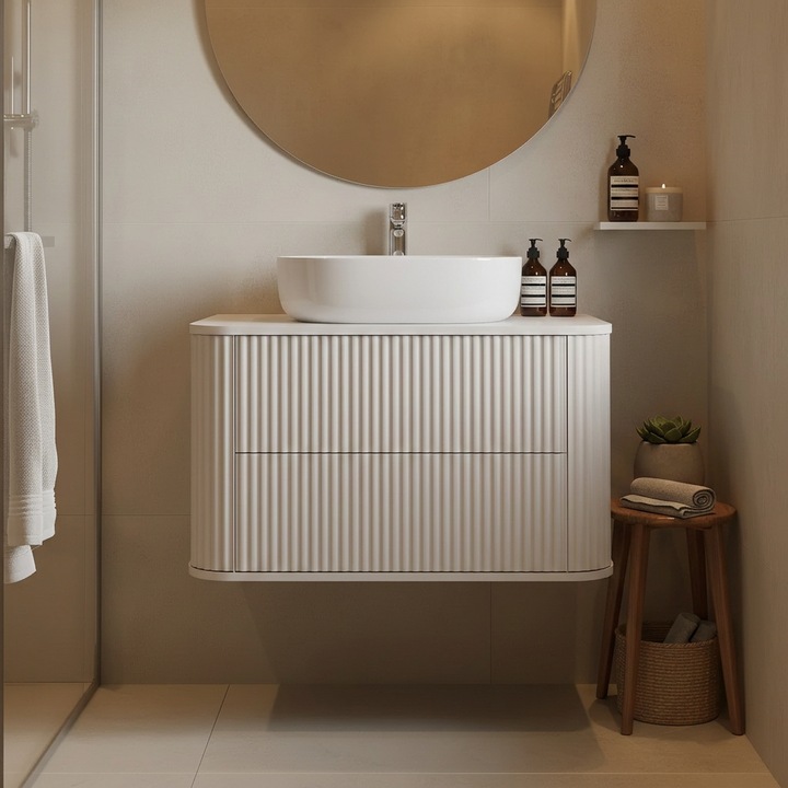 Dulap baie suspendat Inoba PERA, 80x45x50cm, culoare casmir, 2 sertare, MDF