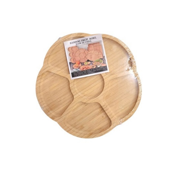Bambusz tálca 6 rekesszel, 24.5 x 1.5 cm, Clini 5X-0287