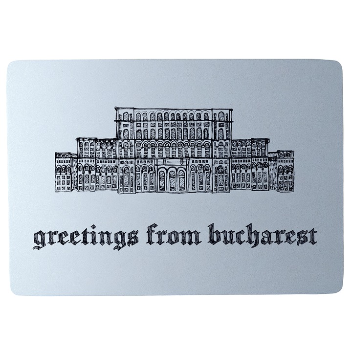 Képeslap Bukarest, Parlament Palota, Nép Háza, Fémhatású Csillogó Karton, 10x15 cm