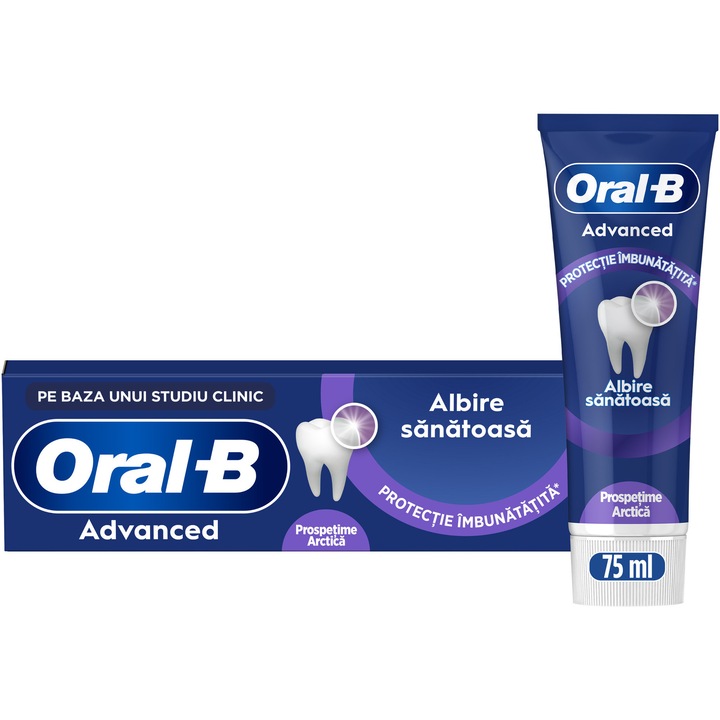 Паста за зъби Oral-B Advanced Healthy Whitening Arctic Fresh, Аромат на мента, 75 мл