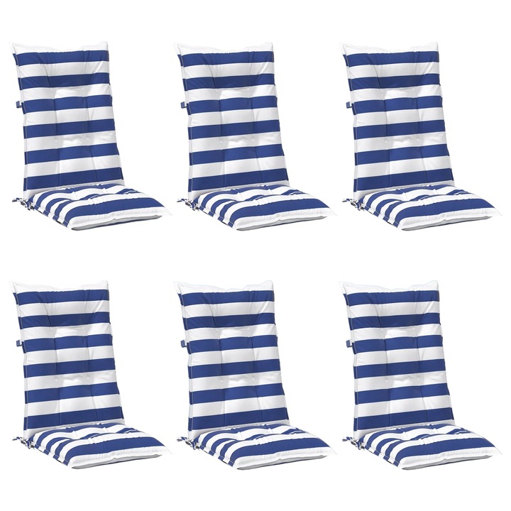 Set Perne pentru exterior 6 pcs vidaXL, Albastru si Alb 120 x 50 x 7 cm