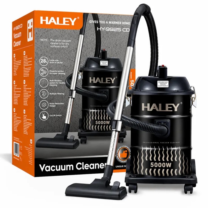 Aspirator Profesional HALEY HY-9925 CD, 5000W, 28L, Functie Suflare