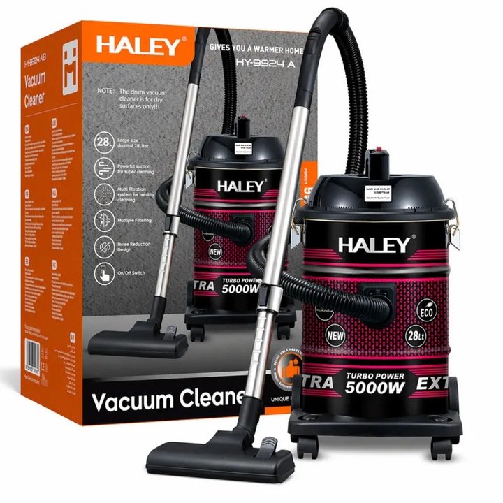 Aspirator Profesional HALEY HY-9924 AB, 5000W, 28L, Functie Suflare