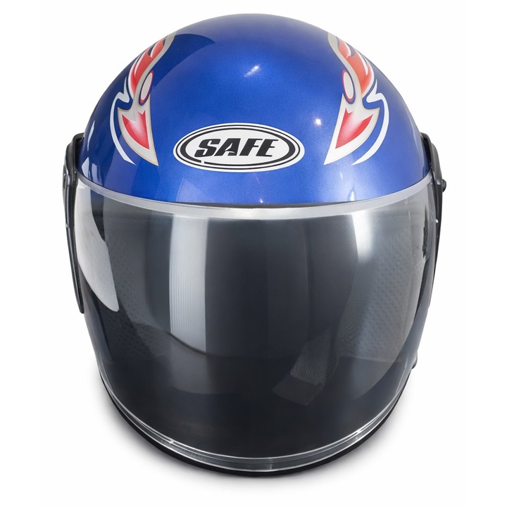 Casca cu viziera pentru motor, scuter, ATV - marime M/L, albastru metalizat