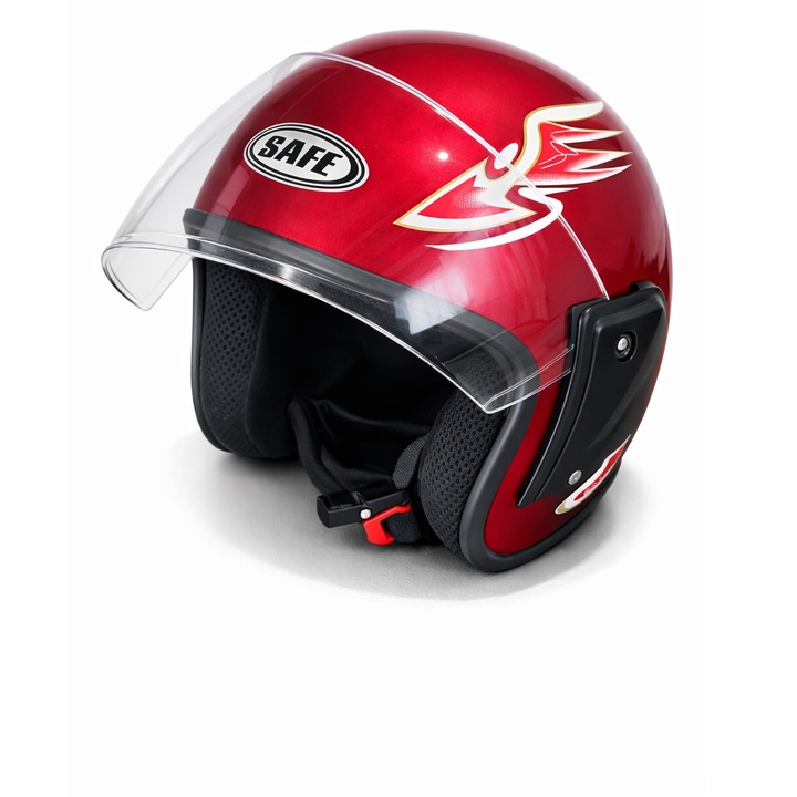 Casca cu viziera pentru motor, scuter, ATV - marime M/L, rosu metalizat
