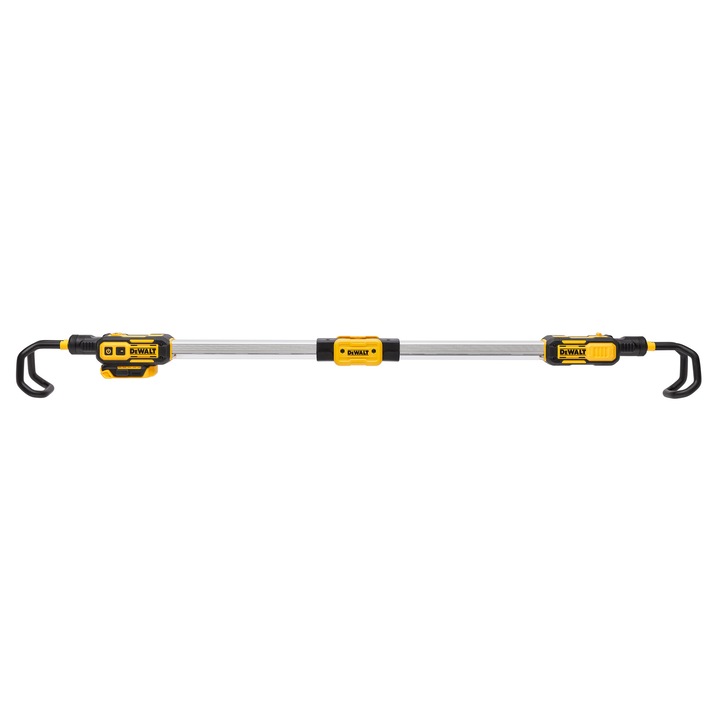 Lampa de lucru auto pentru capota LED pe acumulator DeWALT DCL045, 18V XR, flux luminos 1650 lm in 2 trepte, autonomie pana la 12 ore cu acumulator 5 Ah, latime de montare 1.3-1.9m, pliabila, carlige cauciucate, nu include incarcator/acumulator