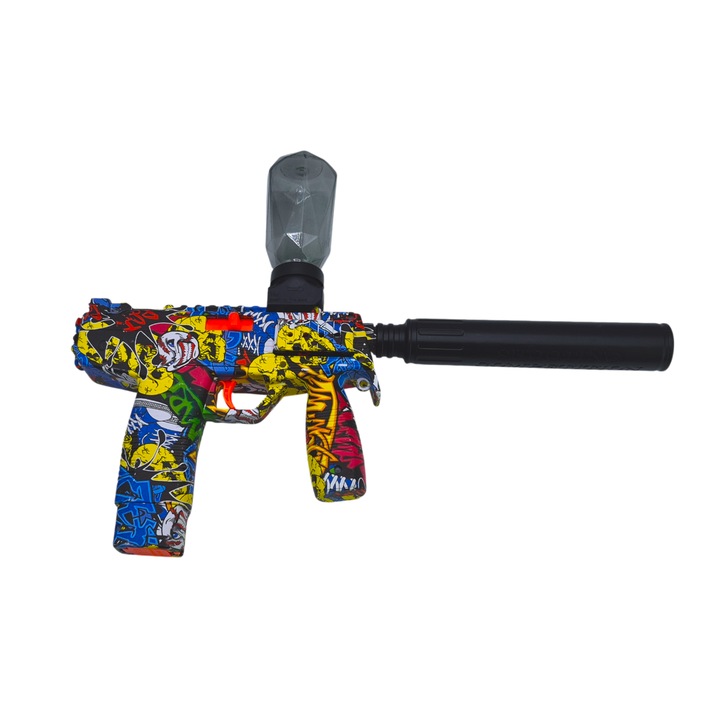 Електрически пистолет MP9 CS с гел топчета, USB зарядно, допълнителен лазер, 33см, комплект с 300 гел топчета