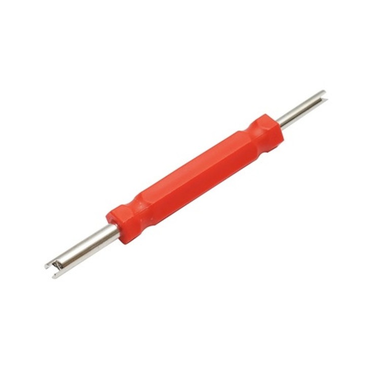 Surubelnita dubla pentru ventil valva, unealta pentru demontare miez valva tubeless si instalatii aer conditionat, capete metalice, maner ergonomic