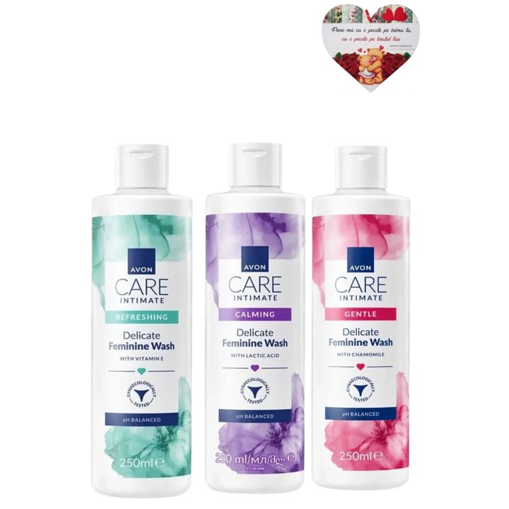 Avon Set Gel intim Gentle + Gel intim Refreshing + Gel intim Calming + Inimioara Magnetica