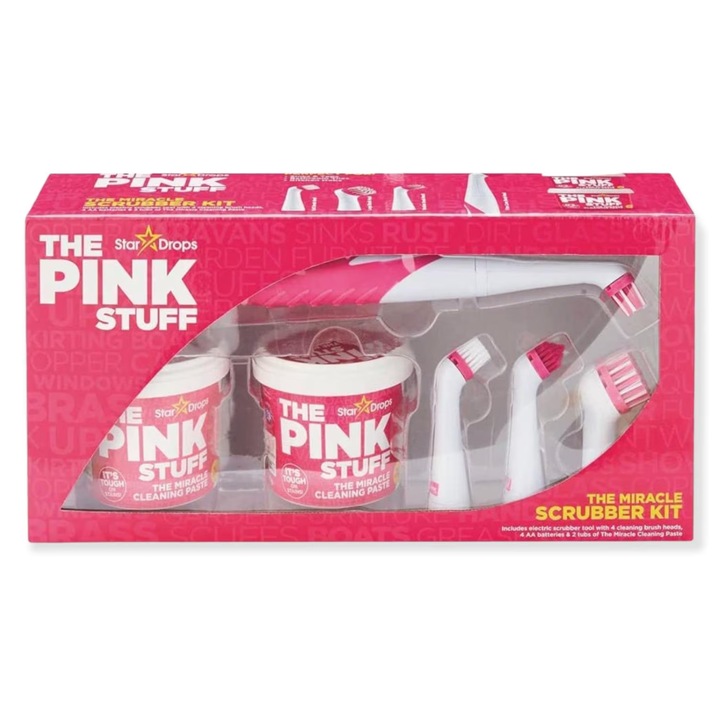 Univerzális Tisztítószett The Pink Stuff - The Miracle Scrubber Kit: Elektromos Kefe + 2x Tisztítópaszta 500g