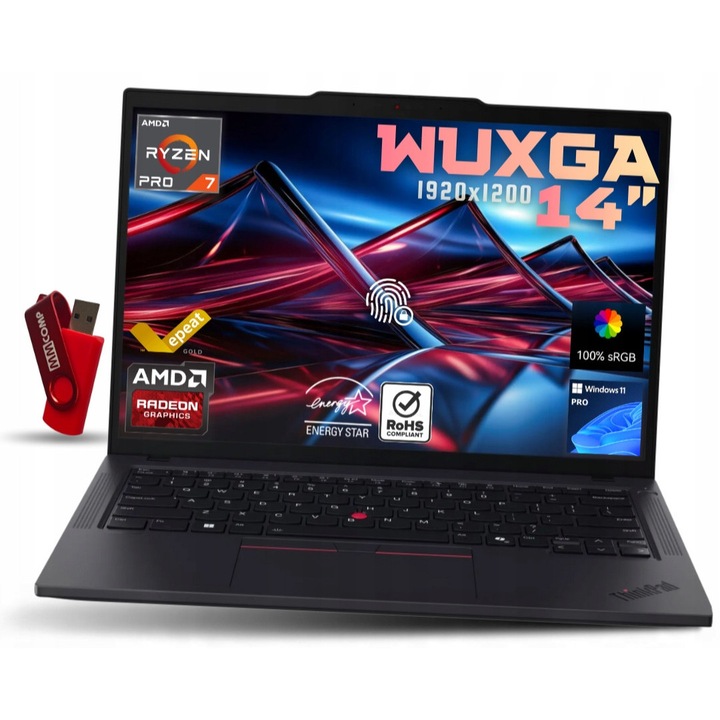 Laptop Lenovo ThinkPad P14s G5, AMD Ryzen 7 PRO 8840HS, 16GB 2TB SSD, 14" WUXGA 1920*1200 IPS, AMD Radeon 780M, Windows 11 Pro