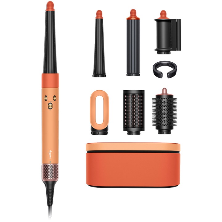 Ondulator multistyler Dyson HS08 Airwrap i.d.™, conexiune Bluetooth®, 3 trepte de viteza, 3 trepte de temperatura, Ceramic Apricot / Topaz