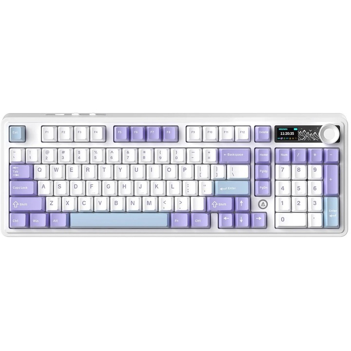 Безжична геймърска клавиатура Ajazz AK980 V2, Бял, Wireless