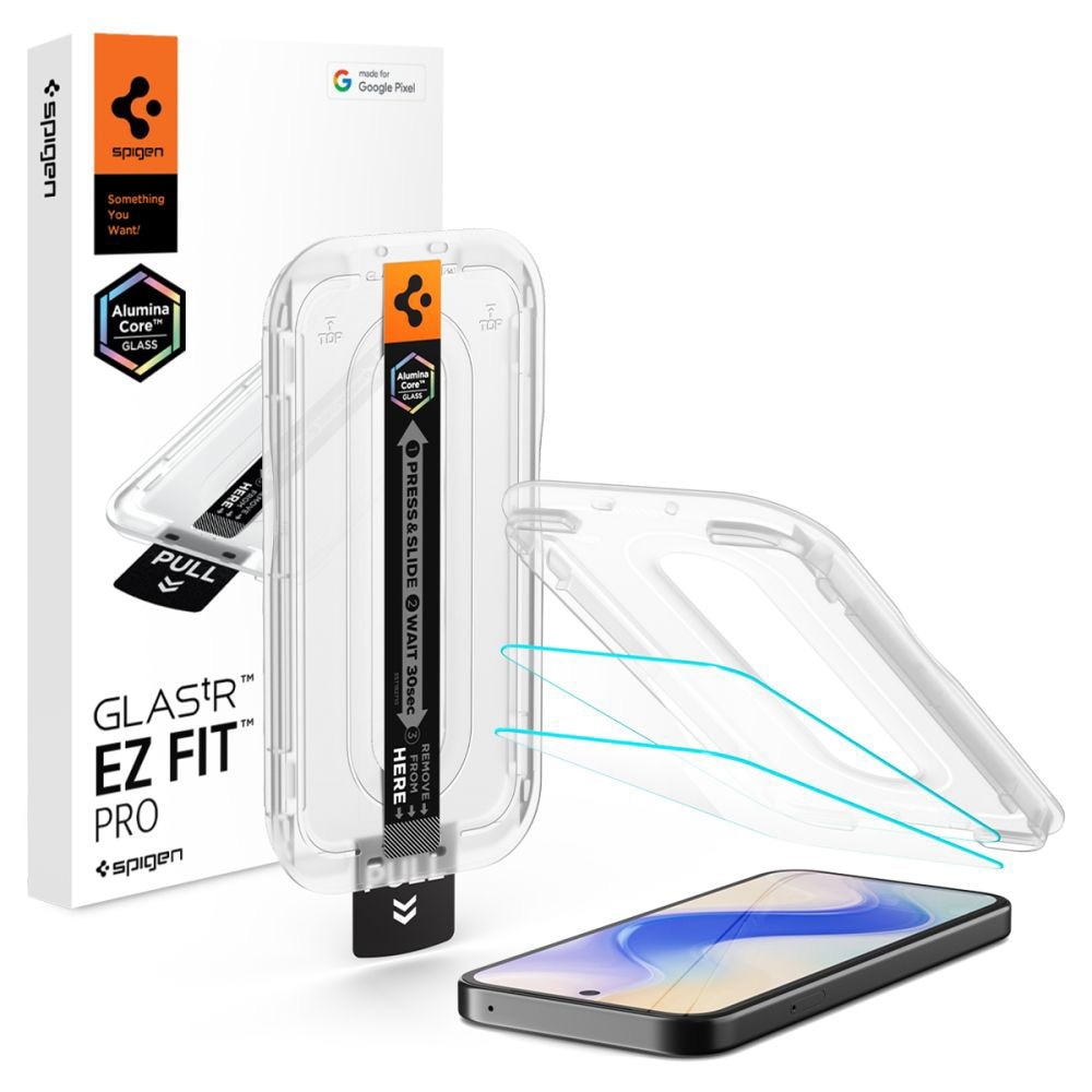 Set 2x Folii Spigen Glas.tR EZ-FIT din sticla pentru Google Pixel 10a, Protectie Profesionala, Ultra Rezistenta, Calitate Premium, Transparenta