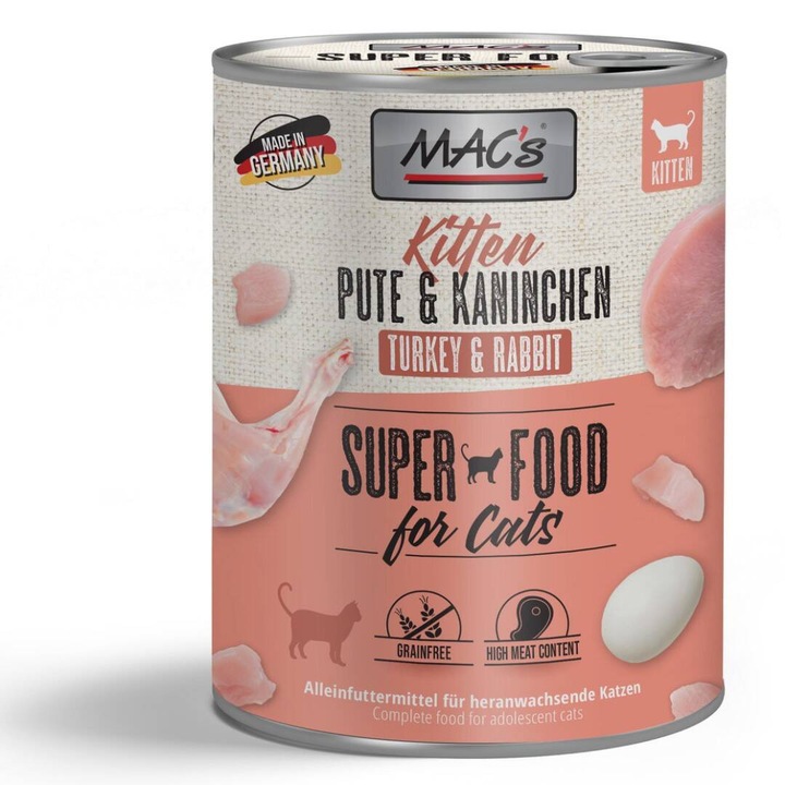 MAC's Kitten Nedves Eledel Kiscicáknak Pulyka Nyúl 800g