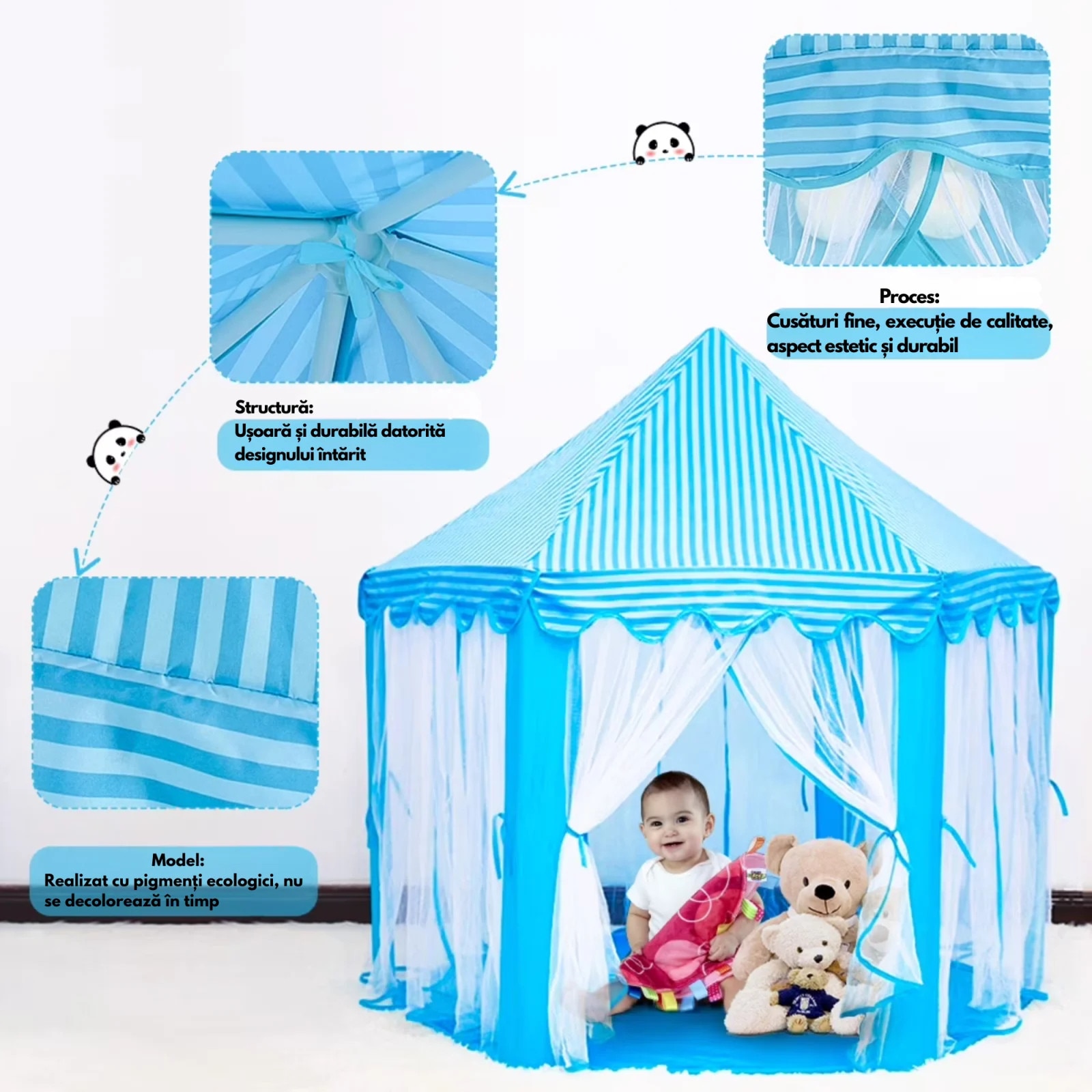 Cort de Joaca Tip Castel Albastru 54x55 inch pentru Copii VarioShop ...