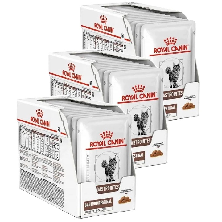 Royal Canin Veterinary Gastrointestinal Moderate Calorie 36x85g Hrana umeda in sos pentru pisici cu tulburari digestive si supraponderale