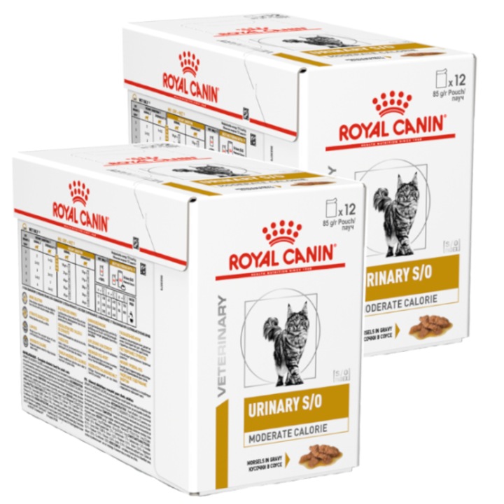 Royal Canin Veterinary Urinary S/O Moderate Calorie 24x85g Hrana Umeda In Sos Pentru Pisici Cu Pietre Struvitice