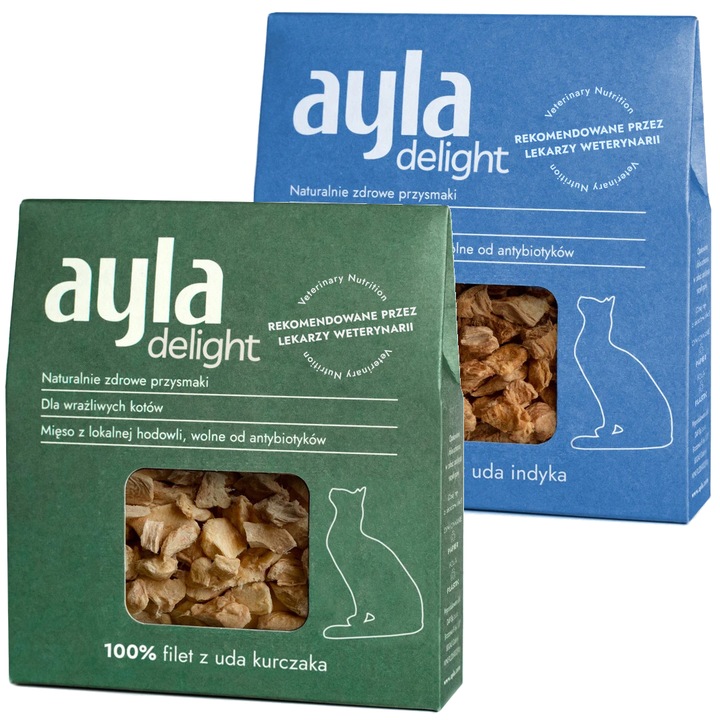 Ayla Delight Pulpe de Curcan si Pui 2x28g Deliciu Liofilizat Pentru Pisici 100% Carne