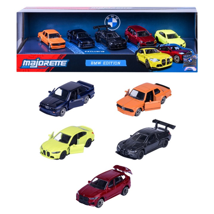 BMW 5-ös pakk / szett - BMW G80 M3 - BMW X5M Competition - BMW E30 M3 - BMW G80 M3 - BMW G82 M4 GT3 Evo - Majorette - 1:64