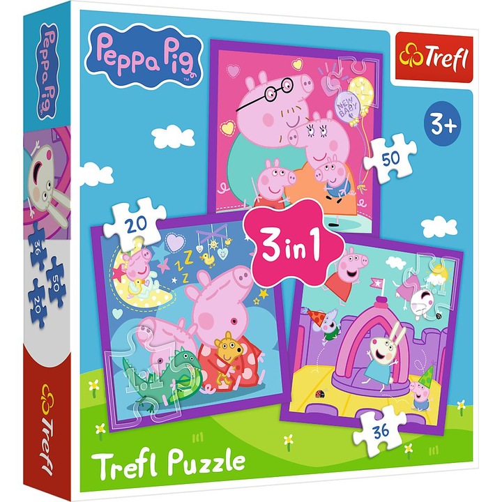 Puzzle Trefl 3 in 1, Peppa Pig, 50/36/20 piese