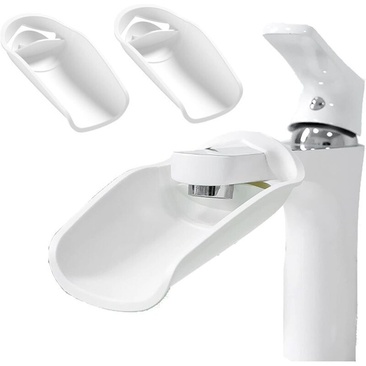 Set de 3 prelungitoare de robinet din plastic pentru copii, prelungitoare de robinet, pentru spalarea mainilor copiilor si bebelusilor, albe